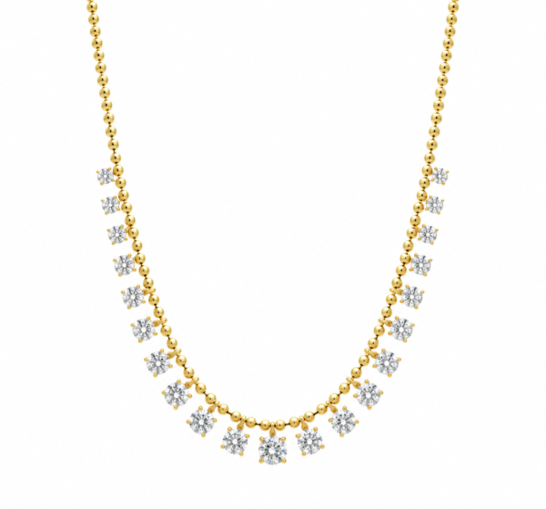 Colar Mini Esferas Ouro Moissanite Prata 925