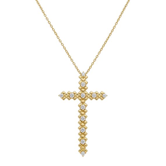 Colar Crucifixo Male&aacute;vel Pontos Luz Zirc&ocirc;nias