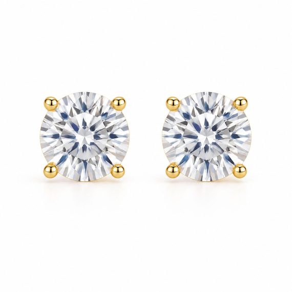 Brinco Solit&aacute;rio 10 mm Ouro Moissanite