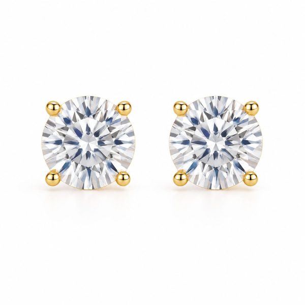 Brinco Solitário 10 mm Ouro Moissanite
