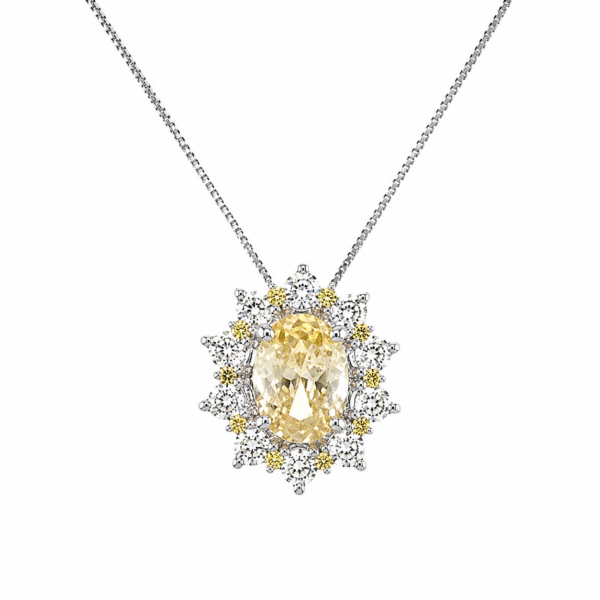Colar Oval Yellow Zircônias Brancas