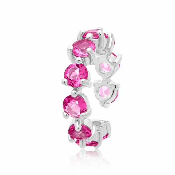 Piercing Bolinhas Pink Prata 925