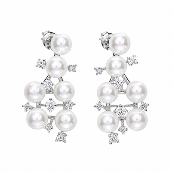 Brinco Luxo Beatrice Pérolas Prata 925