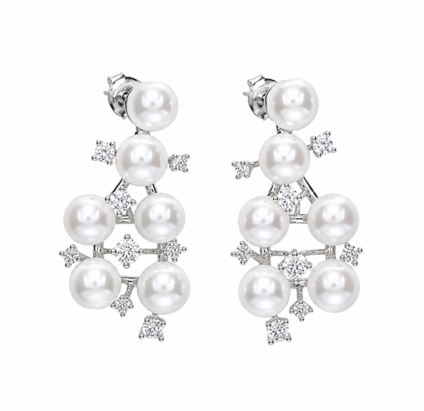 Brinco Luxo Beatrice Pérolas Prata 925
