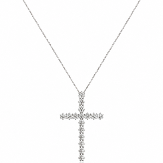 Colar Crucifixo Florzinhas Cravejadas Zircônias