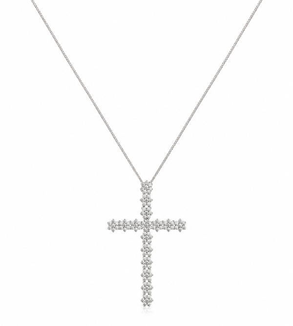 Colar Crucifixo Florzinhas Cravejadas Zircônias