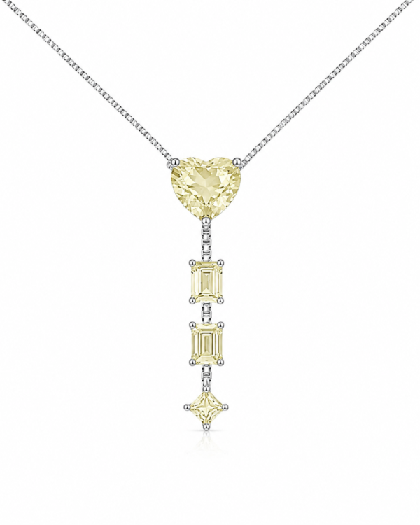 Colar Pendente Coração Yellow Fancy Zircônias
