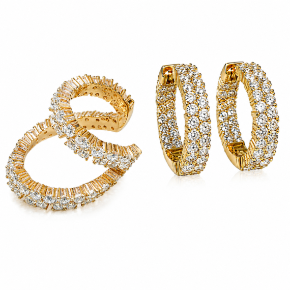 Brinco Argola e Piercing Cravejado Ouro Joias