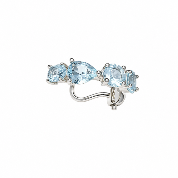 Piercing  Pedras Agua Marinha Prata 925