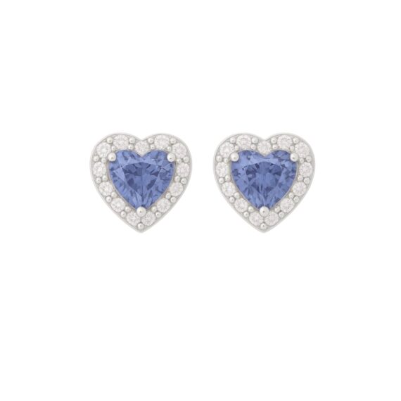 Brinco Mini Delicado Coração Tanzanita Prata 925