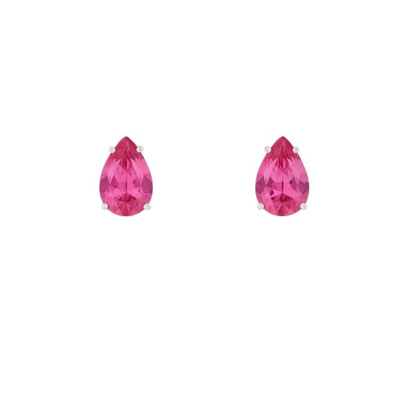 Brinco Gota Pink Zircônia Prata 925