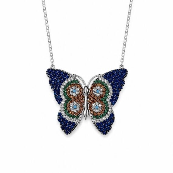 Colar Borboleta Micro Zircônias Joias