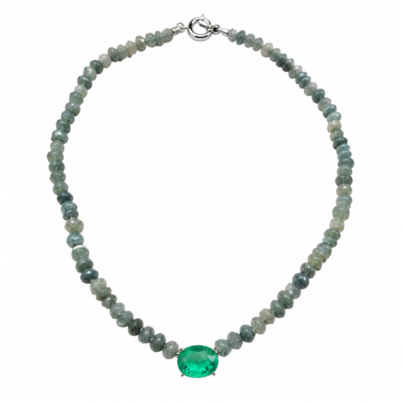 Colar Longo Pedra Natural Turmalina Fusion