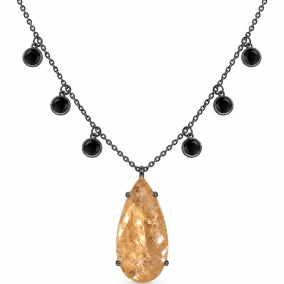 Colar Gota Morganita Fusion Negro Prata 925