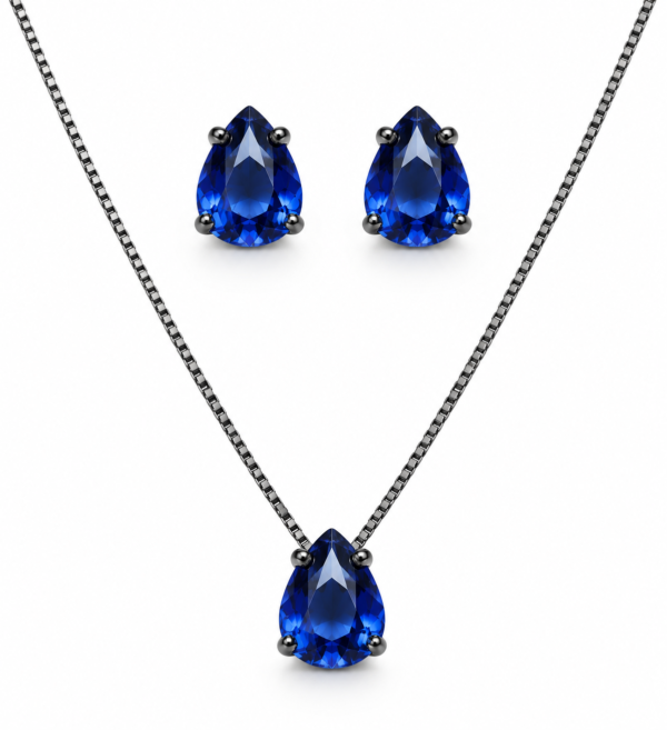 Conjunto Gota Pequeno Safira Negro
