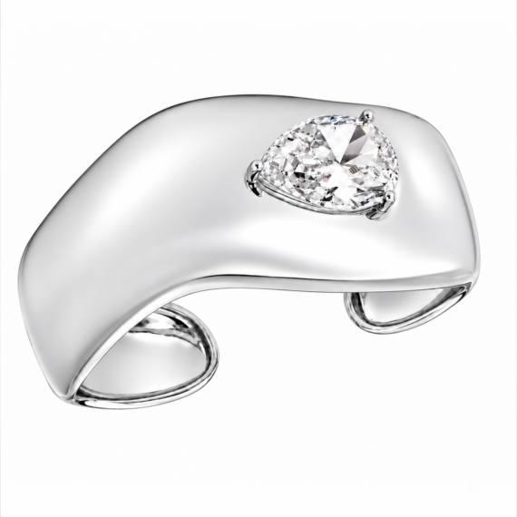 Bracelete Grosso Gota Zircônia Inspired Prata