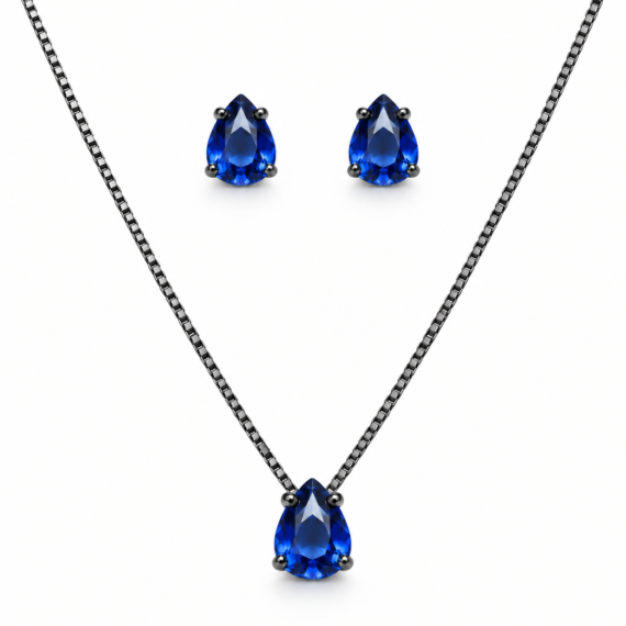 Conjunto Gota Mini Safira Negro