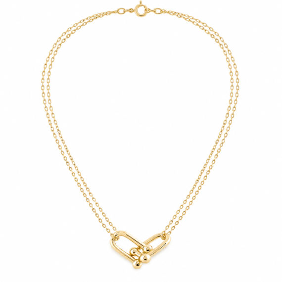 Colar Elos Duplo Lisos Ouro Inspired Prata 925