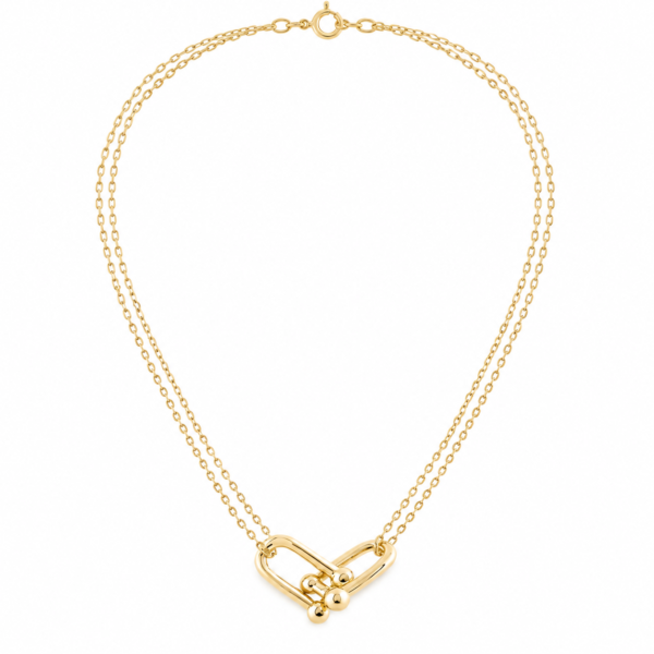 Colar Elos Duplo Lisos Ouro Inspired Prata 925