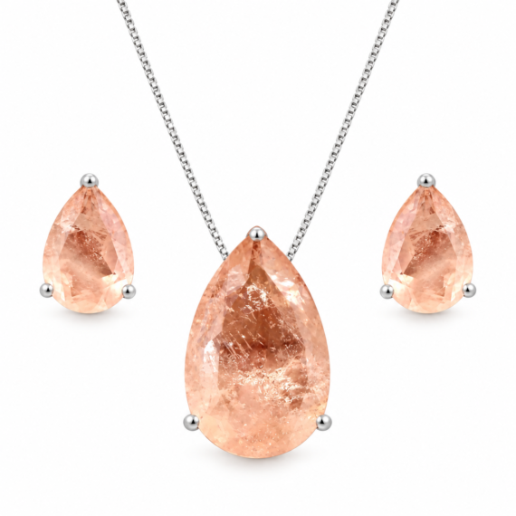 Conjunto Gota Morganita Fusion Prata 925