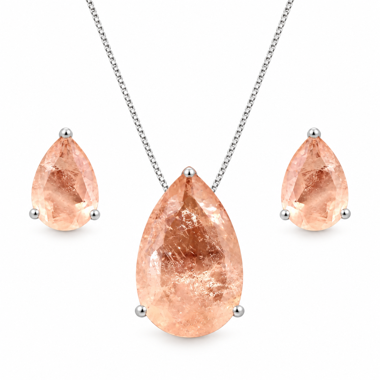 Conjunto Gota Morganita Fusion Prata 925