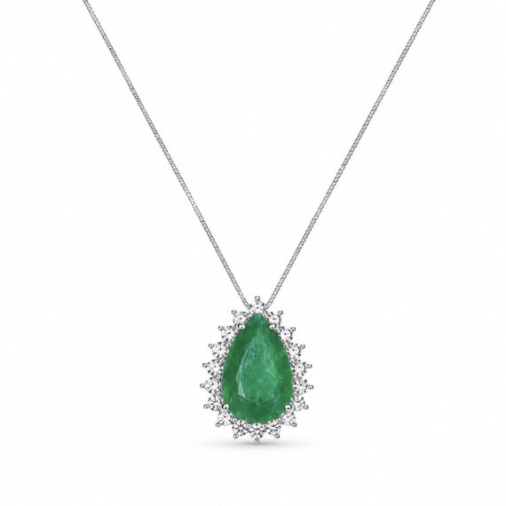 Colar Real Luxo Esmeralda Fusion Zircônias Prata 925