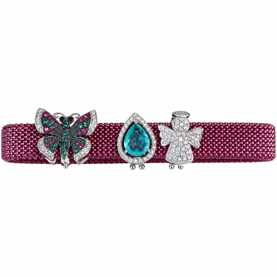 Pulseira de aço em malha Com berloques