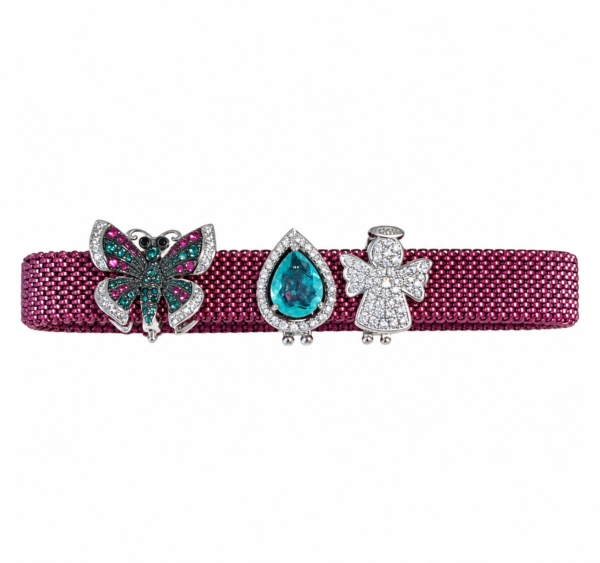 Pulseira de aço em malha Com berloques