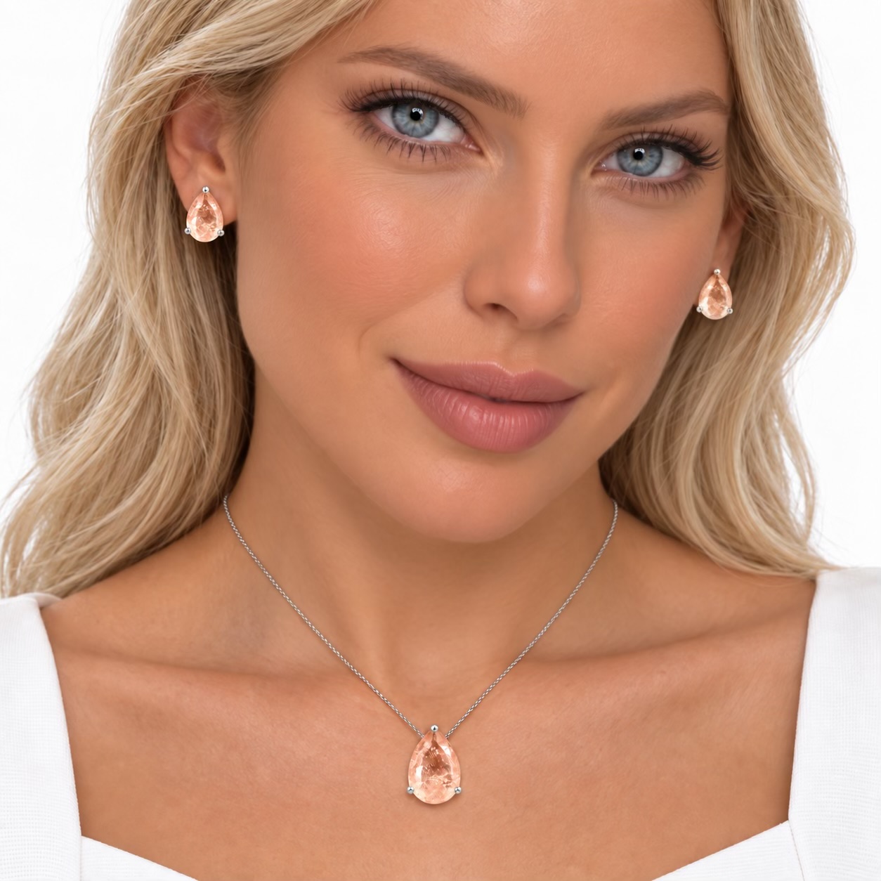 Conjunto Gota Morganita Fusion Prata 925 - Imagem 2