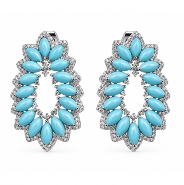 Brinco Petals Turquesa Silver