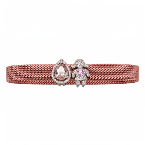 Pulseira de aço em malha Com berloques