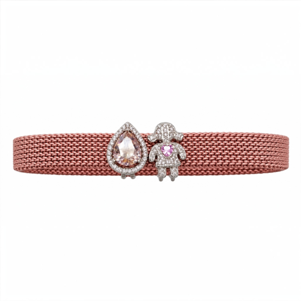 Pulseira de aço em malha Com berloques
