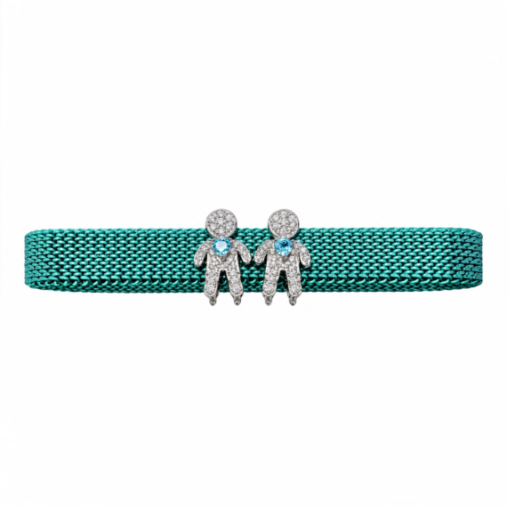 Pulseira de aço em malha Com berloques