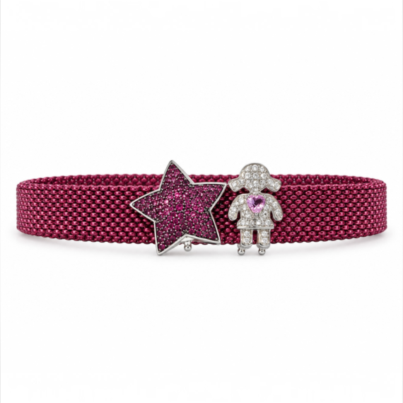 Pulseira de aço em malha Com berloques