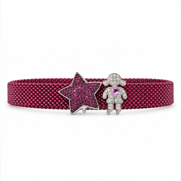 Pulseira de aço em malha Com berloques