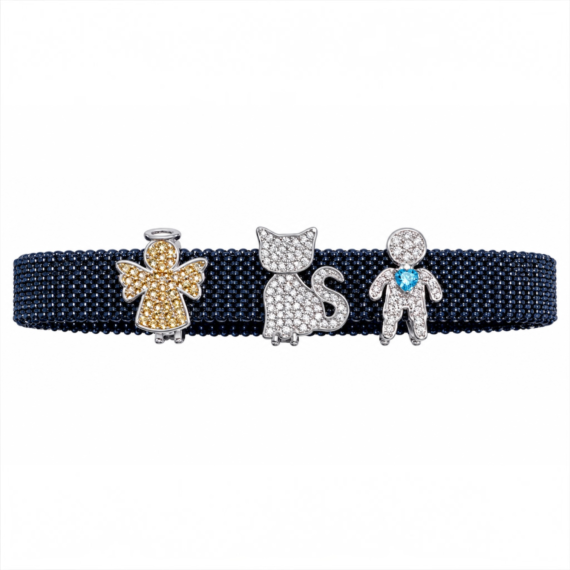 Pulseira de aço em malha Com berloques