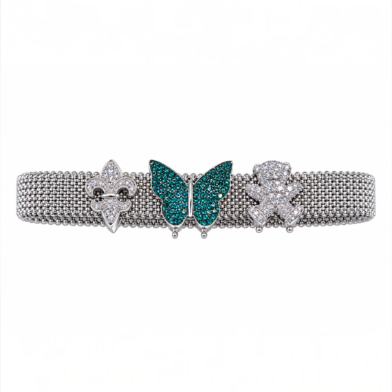 Pulseira de aço em malha Com berloques