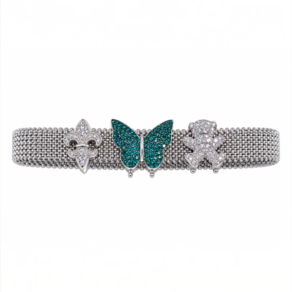 Pulseira de aço em malha Com berloques