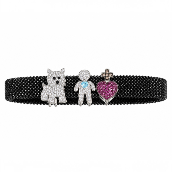 Pulseira de aço em malha Com berloques