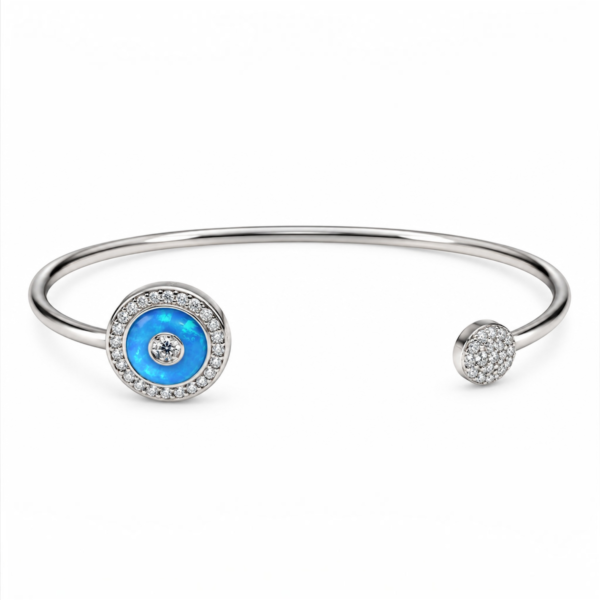 Bracelete Opala Azul Zircônias